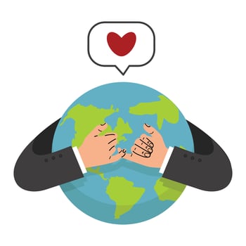 business man hand Promise  with heart concept vector