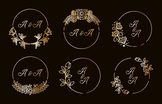 Gold Wedding Monogram Template vector