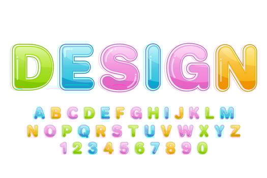 decorative colorful Font and Alphabet vector