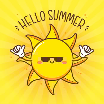 hello summer with cute sun wear sun glasses vector