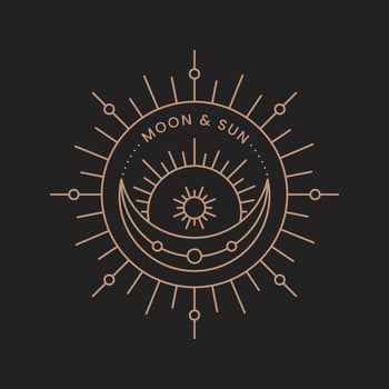 sun and moon elegant logo vector