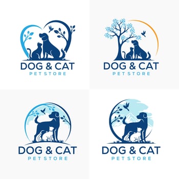 Animal Pet Logo Design Vector Template and card