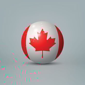 3d realistic glossy plastic ball or sphere with flag of Canada vector