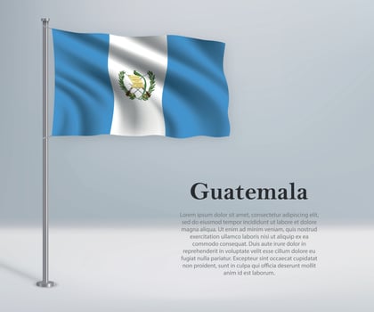 Waving flag of Guatemala on flagpole. Template for independence vector