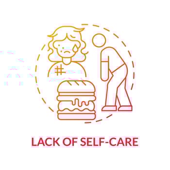 Neglect self-care concept icon. Disregard personal wellbeing. Stop paying attention to your look. Ignore basic needs abstract idea thin line illustration. Vector isolated outline color drawing