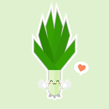 cute scallion cartoon character. kawaii smiling leek vegetable cartoon illustration vector