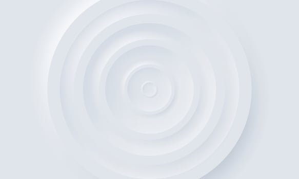 White Abstract Circular Modern Wallpaper Design. Grey Futuristic Circle Background in Neumorphism Style. Geometric Round Empty Pattern. Blank Concentric Minimalism Cover. Vector Illustration.