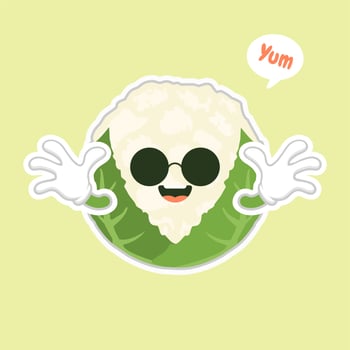 cute and kawaii cauliflower. Funny and healthy food. Vitamins contained in cauliflower. Food with cute face. Vector cartoon. healthy food, vegetables vector icon , vegetarian vegan concept