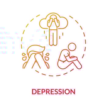 Depression red gradient concept icon. Hate speech effect abstract idea thin line illustration. Mental illness. Emotional health condition. Mood disorder. Vector isolated outline color drawing