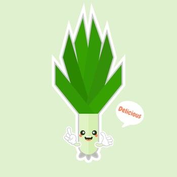 cute scallion cartoon character. kawaii smiling leek vegetable cartoon illustration vector