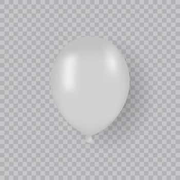 Realistic Mockup White Balloon on Transparent Background. Single 3d Grey Air Ball. Round Ballon Mock Up for Birthday, Party, Anniversary, Festive. Isolated Vector Illustration.