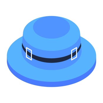 A beautiful beach hat perfect for summers, editable isometric vector