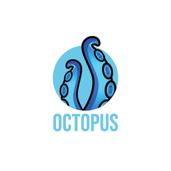 octopus sea monster logo illustration vector