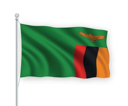 3d waving flag Zambia Isolated on white background. vector