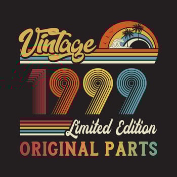 1999 vintage retro t shirt design, vector, black background vector
