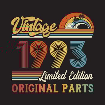 1993 vintage retro t shirt design, vector, black background vector