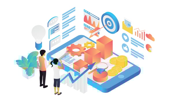Isometric style website development illustration vector