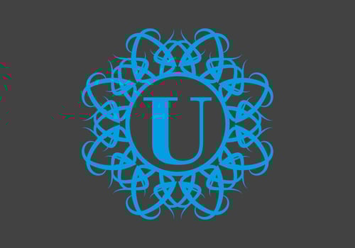 Blue grey of U initial letter in circle frame vector