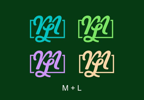Blue green purple and brown color of ML initial letter vector