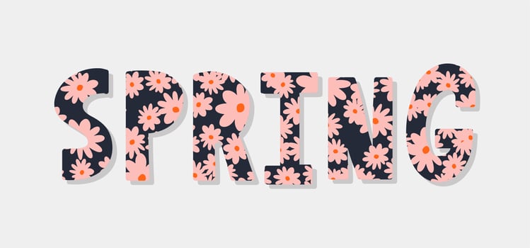 Hello Spring hand logotype, badge typography icon. Lettering spring season with leaf for greeting card, invitation template. Retro, vintage lettering banner poster template background, Sale, offer vector
