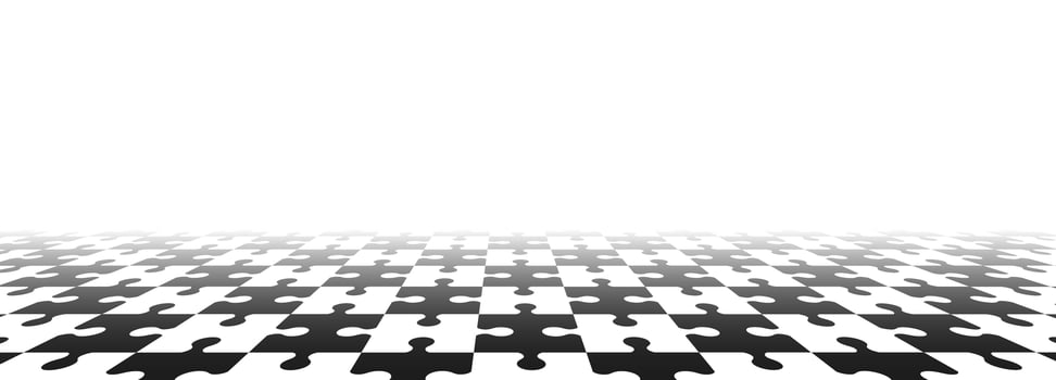 Black and white puzzle. Abstract background with a perspective. Vector illustration.