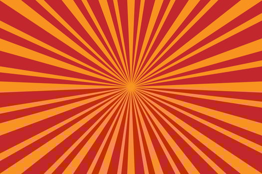 Colorful red and orange ray star Pattern Background. Sunburst radial backdrop vector