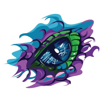 Colorful dragon eye character illustration vector