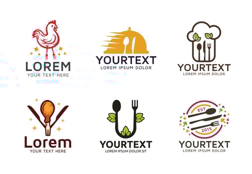 Collection of food and restaurant logos vector