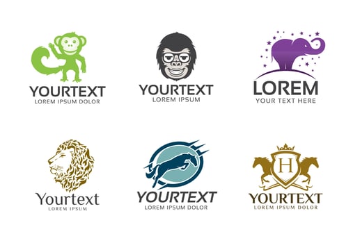 Collection of mammalians logo or icon design vector
