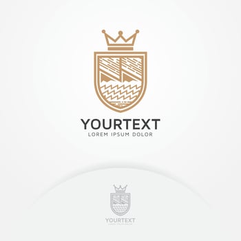 Abstract shield crown logo design vector
