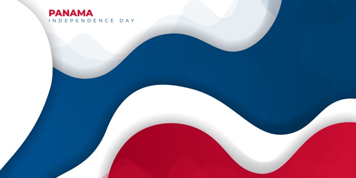 Waving Red, blue, and white abstract background. Panama Independence day background. vector