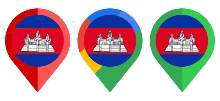 flat map marker icon with cambodia flag isolated on white background vector
