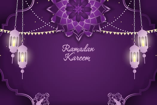 Background Ramadan Kareem Islamic purple color with element vector