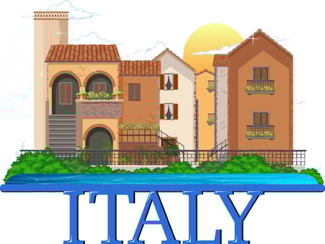 Travel Italy building attraction and landscape icon vector