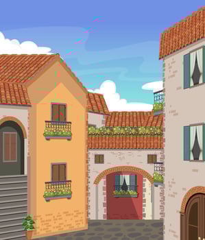 Italy town style house and building landscape vector