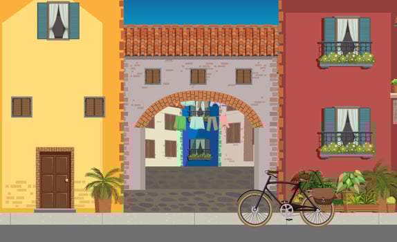 Scene with many buildings in city vector