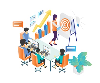 Isometric style website development illustration vector