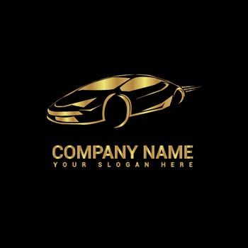 luxury golden car goming logo vector