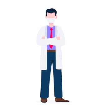 Doctor standing and hold crossing his hands flat style design vector illustration