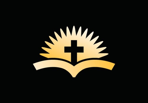 symbol icon cross and sun Logo Design inspiration vector