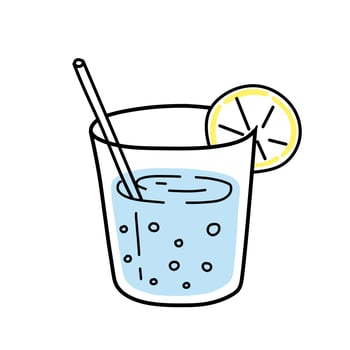 Blue cocktail in glass. Refreshing summer drink. Doodle outline cartoon. vector