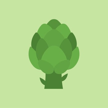 Artichoke isolated color background. Green artichoke icon. Organic fresh vegetable. vegetables, healthy food, nutrients, diet. Vitamins and minerals. Health benefits of artichoke. vector