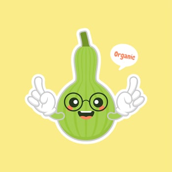 Calabash or Lagenaria siceraria , also known as bottle gourd cartoon character flat design illustration. cute and kawaii calabash gourds plant design. Pear-shaped bottle gourd vector