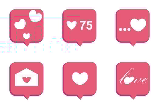 3D message, comment, follower, love speech bubble with heart set. Happy Valentine's day, mail envelope, love notification icon collection. Greeting card design for web, email, social media, banner. vector