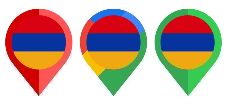 flat map marker icon with armenia flag isolated on white background vector