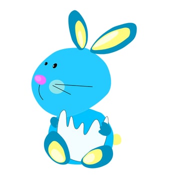 easter bunny with egg shell looking for chick vector illustration for happy easter