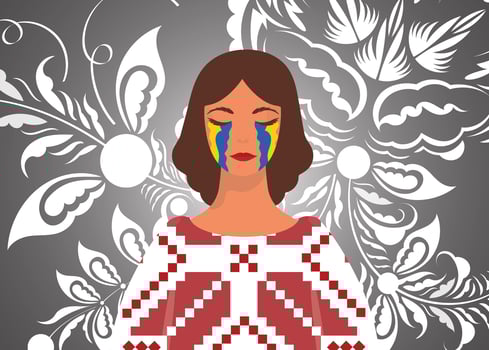 A woman with a flag on her face vector
