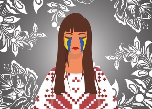 A woman with the flag of colombia on her face vector