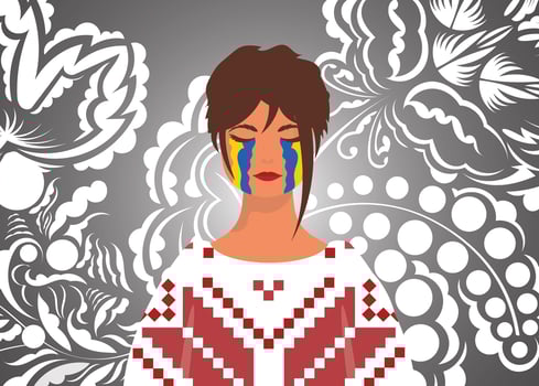 A woman with a flag painted on her face vector