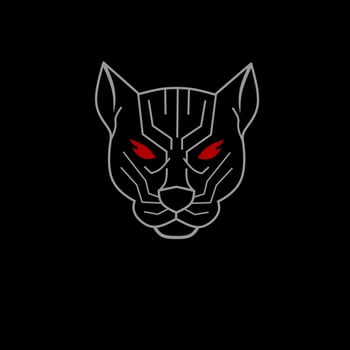 Illustration vector graphics of, template logo head panther with red eyes